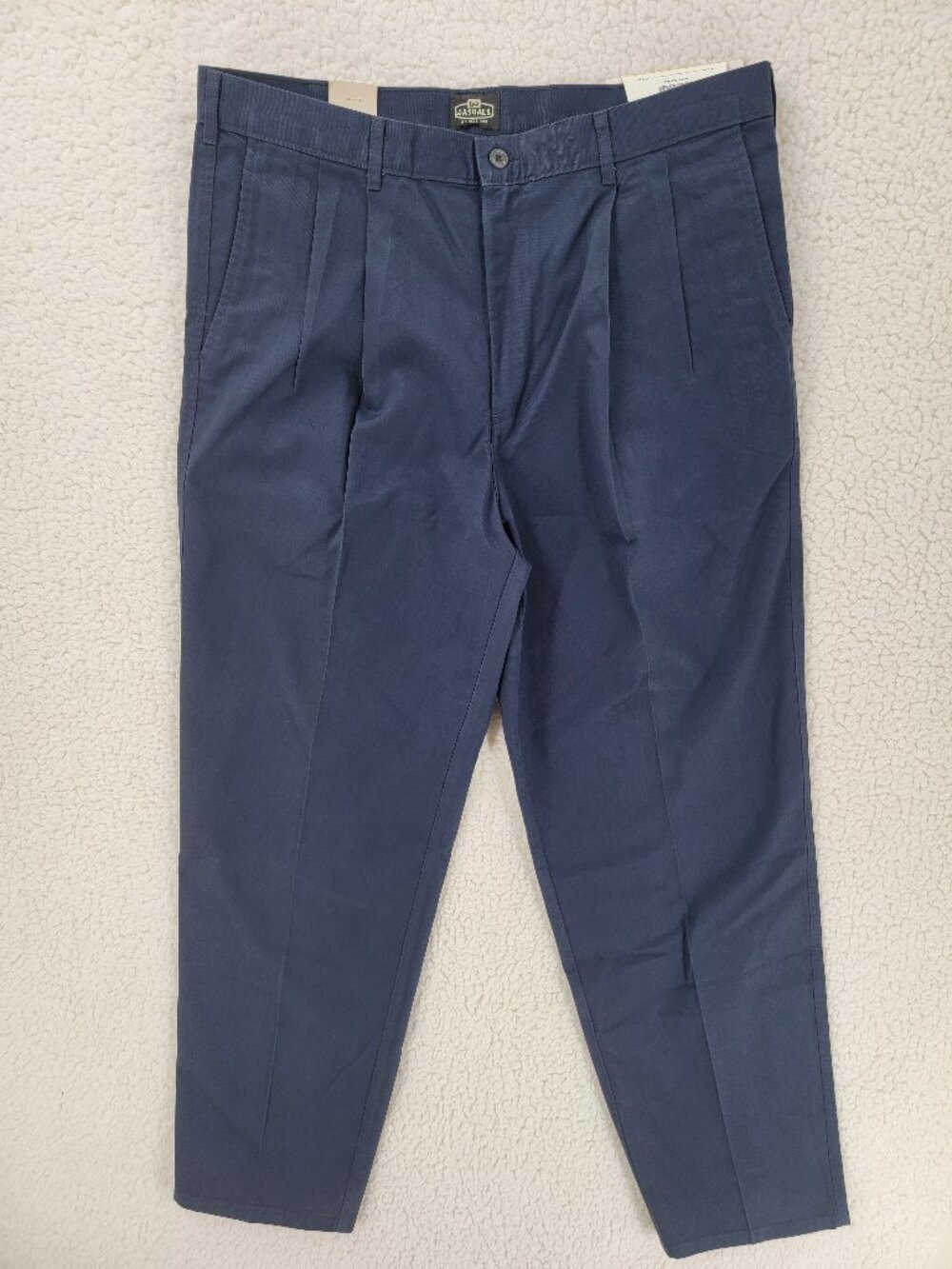 NWT Vintage Lee Casuals Men's Double Pleat Wrinkle Free Pants Navy Blue 36x32